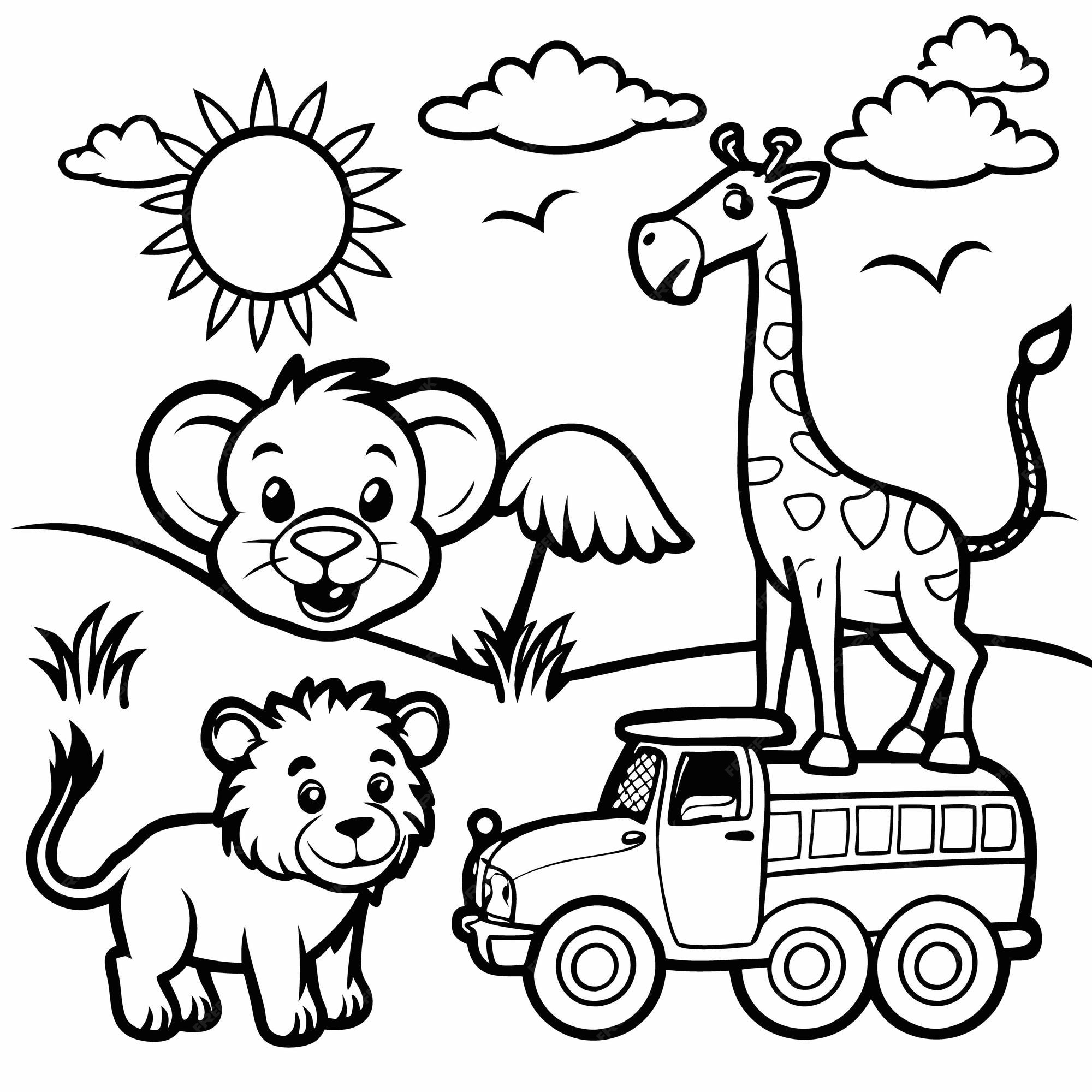 Автобус для сафари со львами